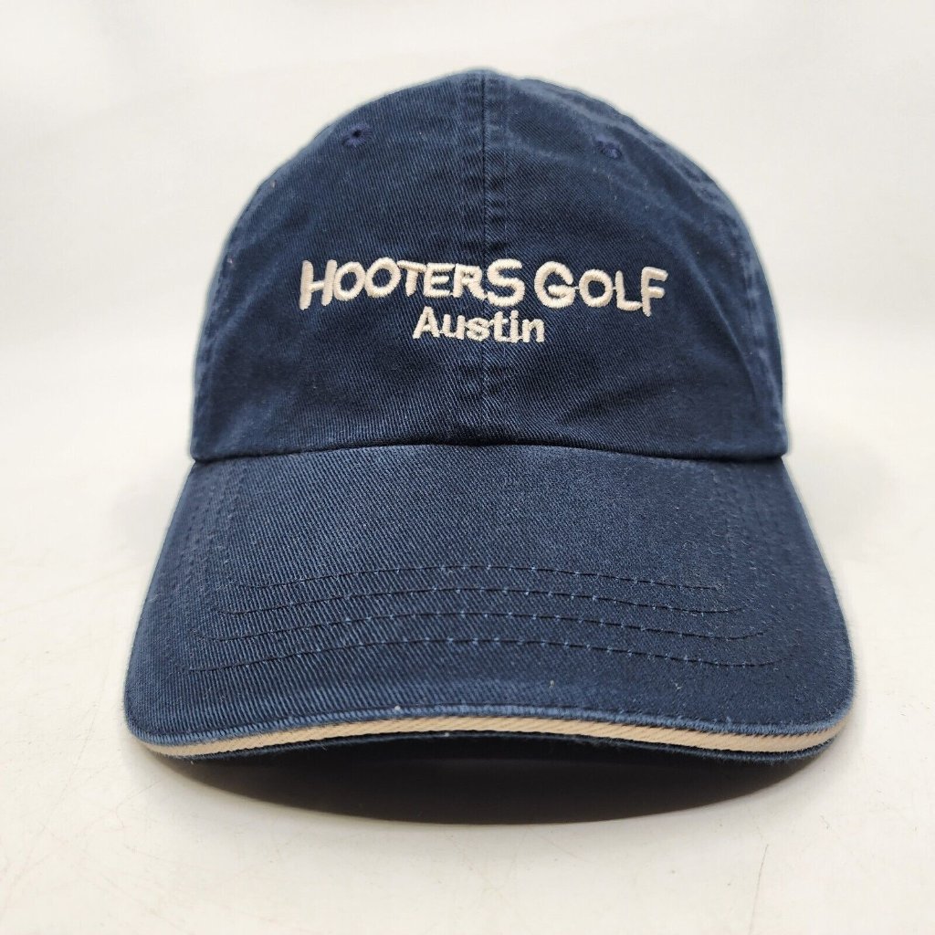 Hooters Golf Austin Strapback Baseball Hat Cap Adjustable Blue